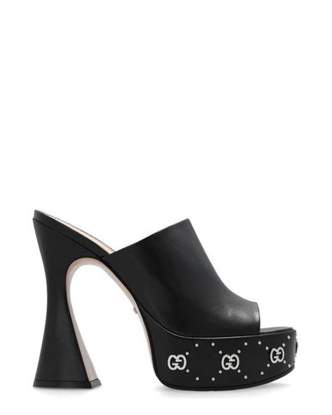 gucci gg logo plaque platform sandals|gucci juliette strappy flat sandals.